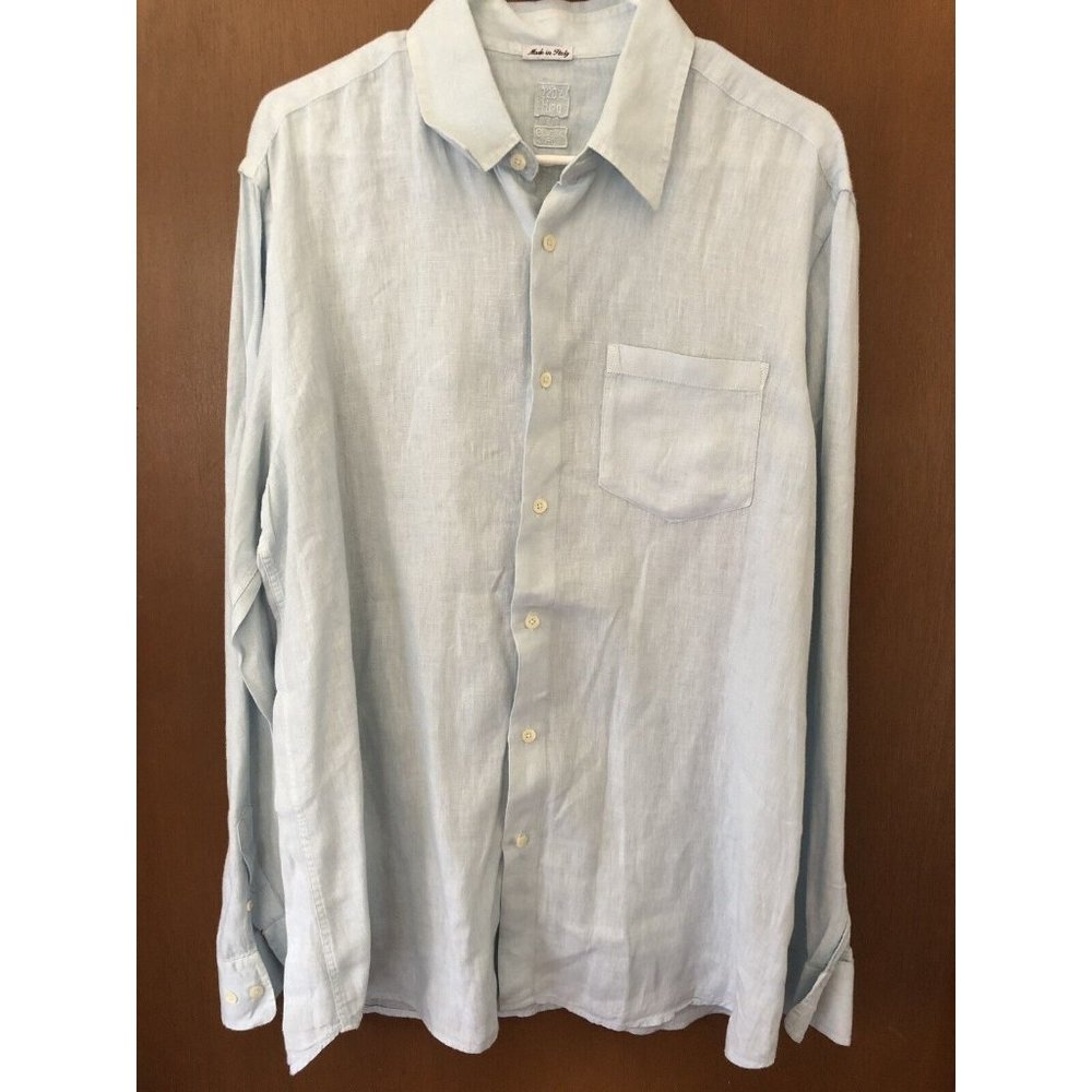 Shirt Aqua Light Blue Size XLarge Linen Long Sleeve XL St Croix Islands Unisex